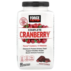 Force Factor Complete Cranberry™ Cranberry Doce 60 Cápsulas Mastigáveis