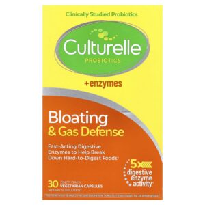 Culturelle Probióticos Proteção contra Inchaço e Gases 30 Cápsulas Vegetarianas