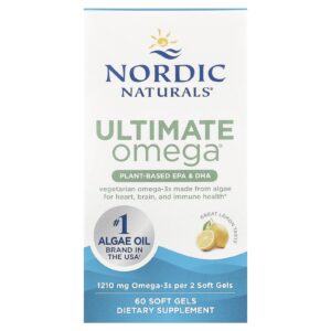 Nordic Naturals Ultimate Omega® EPA e DHA à Base de Plantas Limão 60 Cápsulas Softgel (605 mg por cápsula softgel)
