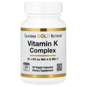 California Gold Nutrition Vitaminas do Complexo K 60 Cápsulas Vegetais