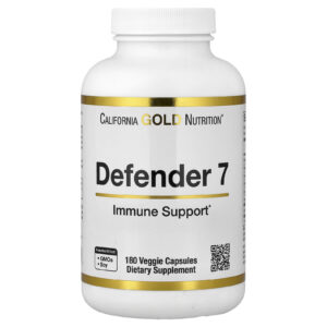 California Gold Nutrition Defender 7 com as Vitaminas A C D3 e B6 Zinco Selênio e Betaglucano 180 Cápsulas Vegetais