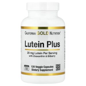 California Gold Nutrition Luteína Plus com Mirtilo Europeu em Pó e Zeaxantina 120 Cápsulas Vegetais