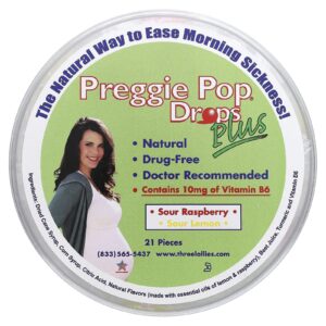 Preggie Preggie Pop Drops Plus Framboesa Azeda Limão Azedo 10 mg 21 Unidades