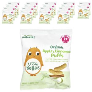 Little Bellies Puffs de Maçã e Canela Orgânicos A partir de 7 Meses 18 Sacos 12 g (042 oz) Cada