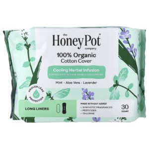 The Honey Pot Company Revestimento de Algodão 100% Orgânico Protetores Longos 30 Unidades