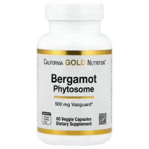 California Gold Nutrition Fitossomo de Bergamota com Extrato de Bergamota Cítrica 500 mg 60 Cápsulas Vegetais