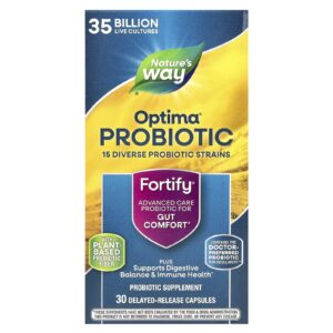 Natures Way Optima® Probiotic Fortify® Conforto Intestinal 35 Bilhões 30 Cápsulas de Liberação Retardada