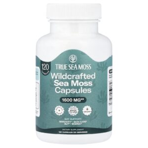 True Sea Moss Musgo Marinho Selvagem 120 Cápsulas (400 mg por Cápsula)