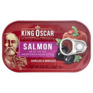 King Oscar Salmão sem Pele e sem Espinha em Óleo de Oliva Estilo Mediterrâneo 115 g (405 oz)