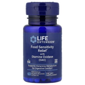 Life Extension Alívio da Sensibilidade Alimentar com Diamine Oxidase (DAO) 60 Cápsulas Vegetarianas de Liberação Retardada (43 mg por Cápsula)