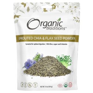 Organic Traditions Semente de Linho e Chia Germinada em Pó 454 g (16 oz)