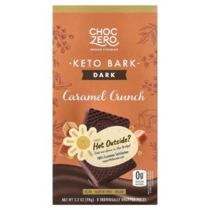 ChocZero Casca Cetogênica Chocolate Amargo Caramelo Crocante 8 Minibarrinhas 90 g (32 oz)