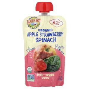 Earths Best Purê de Frutas + Vegetais Orgânicos A partir de 6 Meses Maçã e Espinafre 99 g (35 oz)