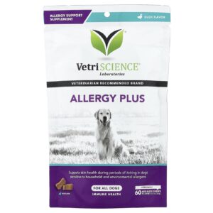 VetriScience Allergy Plus Para Todos os Cães Pato 60 Cápsulas Mastigáveis 120 g (423 oz)