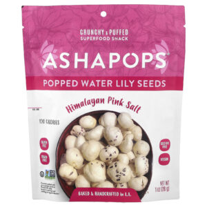 AshaPops Sementes de Nenúfar Estalados Sal Rosa do Himalaia 28 g (1 oz)