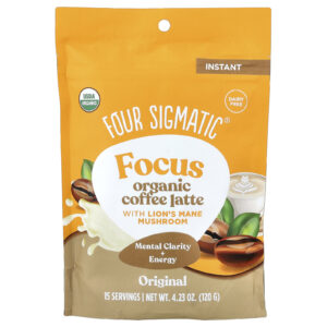 Four Sigmatic Focus Latte de Café Instantâneo Orgânico com Cogumelo Juba-de-Leão Original 120 g (423 oz)