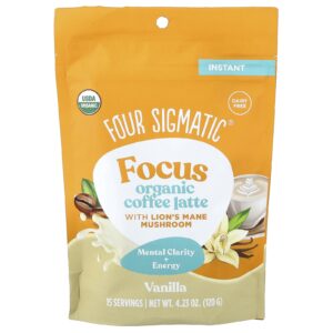 Four Sigmatic Focus Latte de Café Instantâneo Orgânico com Cogumelo Juba-de-leão Baunilha 120 g (423 oz)