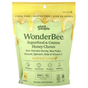 Plant People WonderBee® Cápsulas Mastigáveis de Superalimentos e Verduras Manga e Limão Taiti 30 Cápsulas Mastigáveis