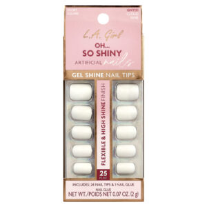 L.A. Girl Oh So Shiny Unhas Artificiais Gel Brilhante para Unhas GNT151 Nuvem Nove Kit com 25 Unidades
