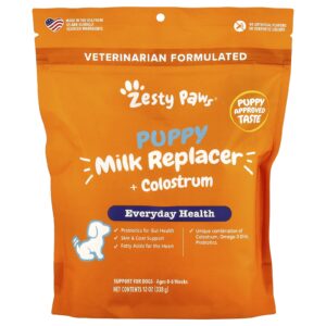 Zesty Paws Substituto de Leite para Cachorros + Colostro Para Cães 0 a 6 Meses de Idade 338 g (12 oz)