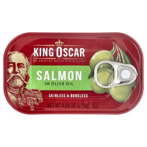King Oscar Salmão sem Pele e sem Espinha em Óleo de Oliva 115 g (405 oz)