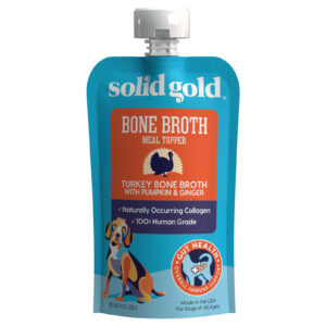 Solid Gold Cobertura para Refeição de Caldo de Ossos Para Cães Todas as Idades Caldo de Osso de Peru com Abóbora e Gengibre 226 g (8 oz)