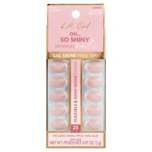 L.A. Girl Oh So Shiny Unhas Artificiais Pontas para Unhas com Brilho GNT155 Pontas Francesas Modernas Kit com 25 Unidades
