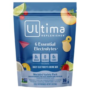 Ultima Replenisher 6 Eletrólitos Essenciais Mistura para Bebida de Eletrólitos Diários Pacote Variado de Mocktini 16 Pacotes