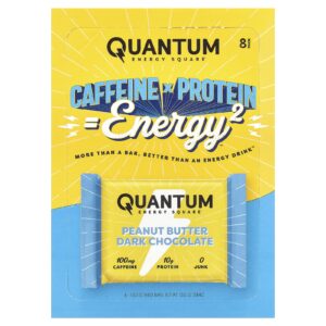 Quantum Energy Square Manteiga de Amendoim e Chocolate Amargo 8 Barras Energéticas 48 g (169 oz) Cada