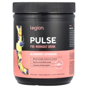 Legion Athletics Pulse Bebida Pré-Treino Limonada de Mirtilo 464 g (102 lb)
