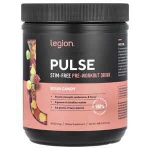 Legion Athletics Pulse Bebida Pré-treino Sem Estimulantes Doce Amargo 448 g (099 lb)