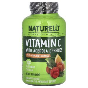 NATURELO Vitamina C com Acerola e Bioflavonoides Cítricos 180 Cápsulas Vegetarianas