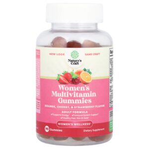 Natures Craft Gomas Multivitamínicas para Mulheres Laranja Cereja e Morango 90 Gomas