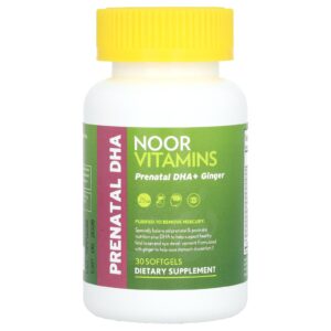 Noor Vitamins DHA Pré-Natal + Gengibre 30 Cápsulas Softgel