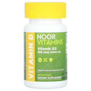 Noor Vitamins Vitamina D3 125 mcg (5.000 UI) 60 Cápsulas Softgel