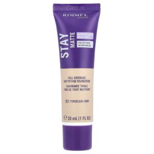 Rimmel London Stay Matte Full Coverage Mattifying Foundation 101 Porcelain Ivory 1 fl oz (30 ml)
