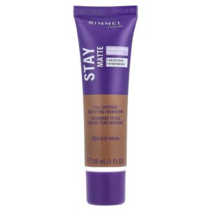 Rimmel London Stay Matte Full Coverage Mattifying Foundation 504 Deep Mocha 1 fl oz (30 ml)