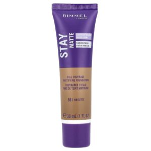 Rimmel London Stay Matte Base Matificante para Cobertura Total 501 Noisette 30 ml (1 fl oz)