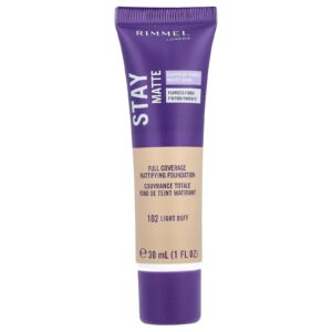 Rimmel London Stay Matte Full Coverage Mattifying Foundation 102 Light Buff 1 fl oz (30 ml)