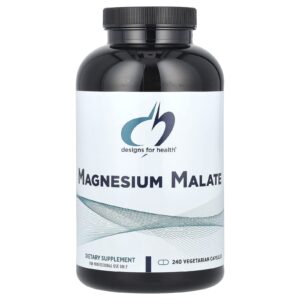 Designs For Health Magnesium Malate 240 Vegetarian Capsules (180 mg per Capsule)
