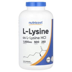 Nutricost L-lisina 500 Cápsulas (500 mg por Cápsula)