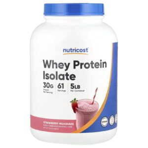 Nutricost Isolado de Proteína Whey Milkshake de Morango 2.268 g (5 lb)