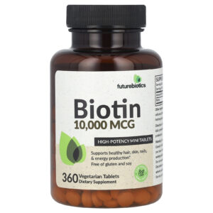 Futurebiotics Biotina Alta Potência 10.000 mcg 360 Comprimidos Vegetarianos