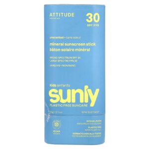 ATTITUDE Sunly Protetor Solar Mineral em Bastão Para Crianças FPS 30 Inodoro 60 g (21 oz)