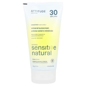ATTITUDE Protetor Solar Mineral Natural e Sensível à Aveia FPS 30 Inodoro 150 g (52 oz)