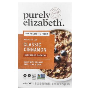 Purely Elizabeth Superalimento de Aveia com Fibra Prebiótica Canela Clássica 6 Embalagens 43 g (152 oz) Cada