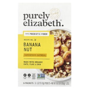 Purely Elizabeth Superalimento de Aveia com Fibra Prebiótica Banana e Nozes 6 Pacotes 43 g (152 oz) Cada