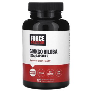 Force Factor Ginkgo biloba 120 mg 120 Cápsulas Vegetais
