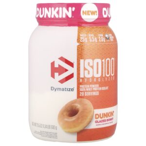 Dymatize ISO100® Hidrolisado 100% de Isolado de Proteína Whey Rosquinha com Cobertura Dunkin® 610 g (134 lb)