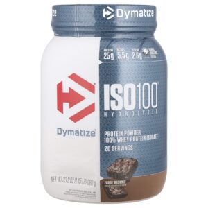 Dymatize ISO100® Hidrolisado 100% de Isolado de Proteína Whey Brownie Fudge 660 g (145 lb)